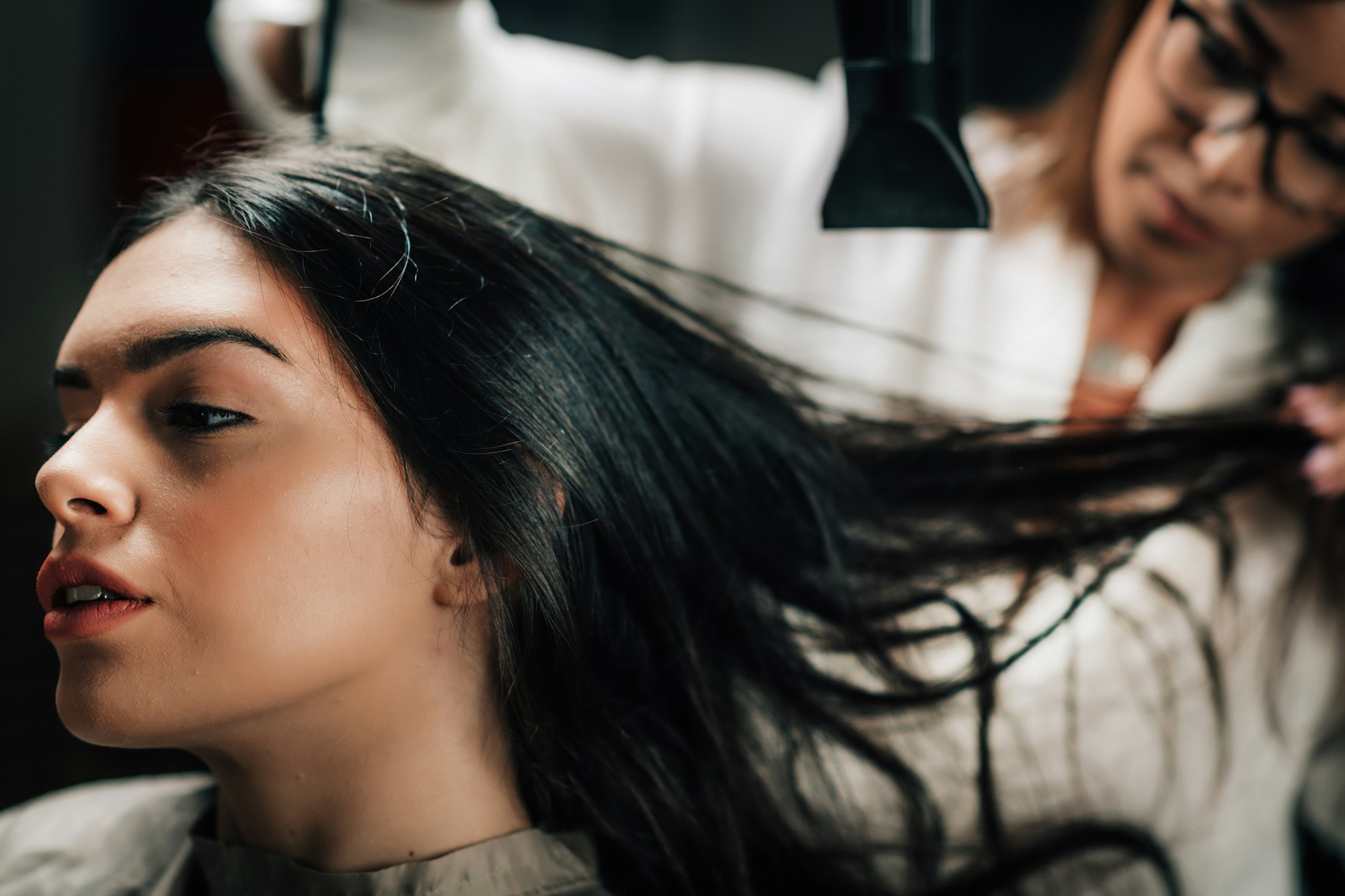 Hair Salon, Hairdresser Drying Hair